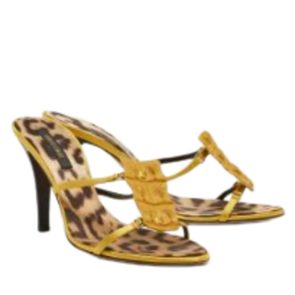 Roberto Cavalli 'Yellow' Crocodile 3In. Heels