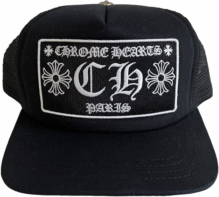 Chrome Hearts 'Paris CH' Black Trucker Hat