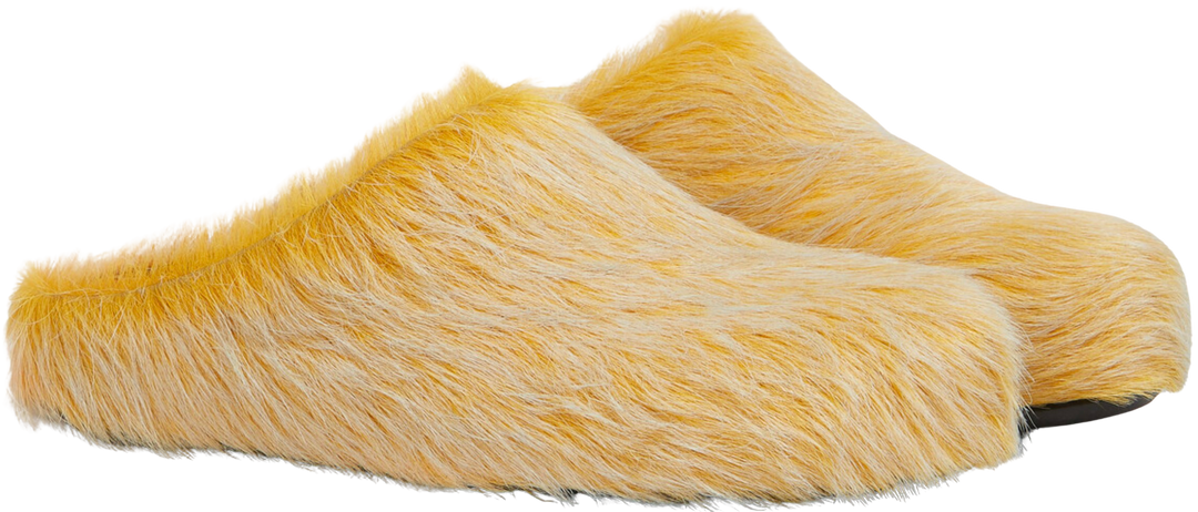 Marni 'Yellow' Long Hair Sabot Slippers