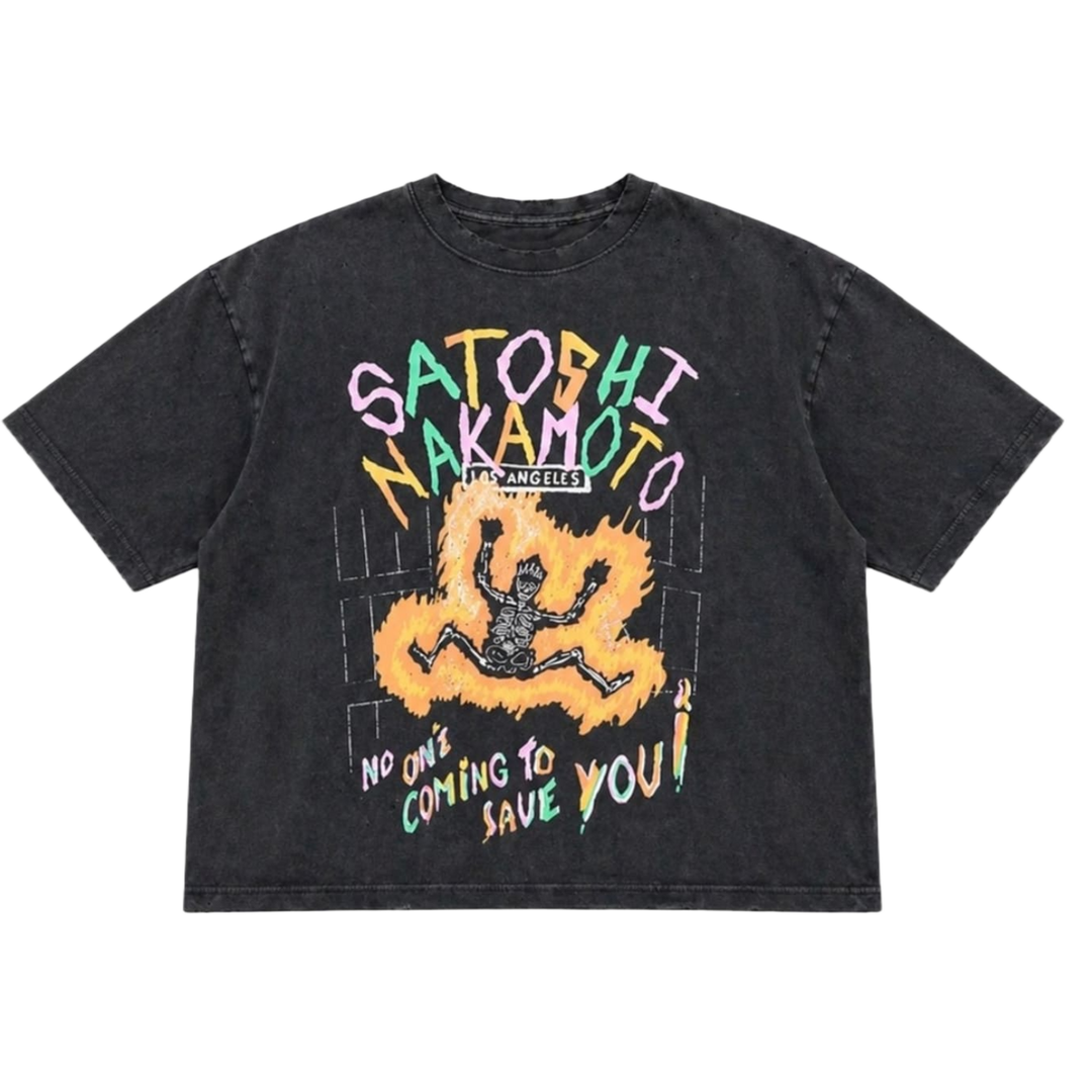 Satoshi Nakamoto 'No Savior' Black Tee