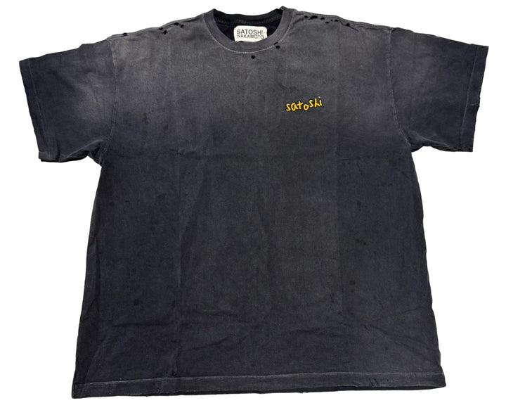 Satoshi Nakamoto "Washed Black' Chain Stitch Tee