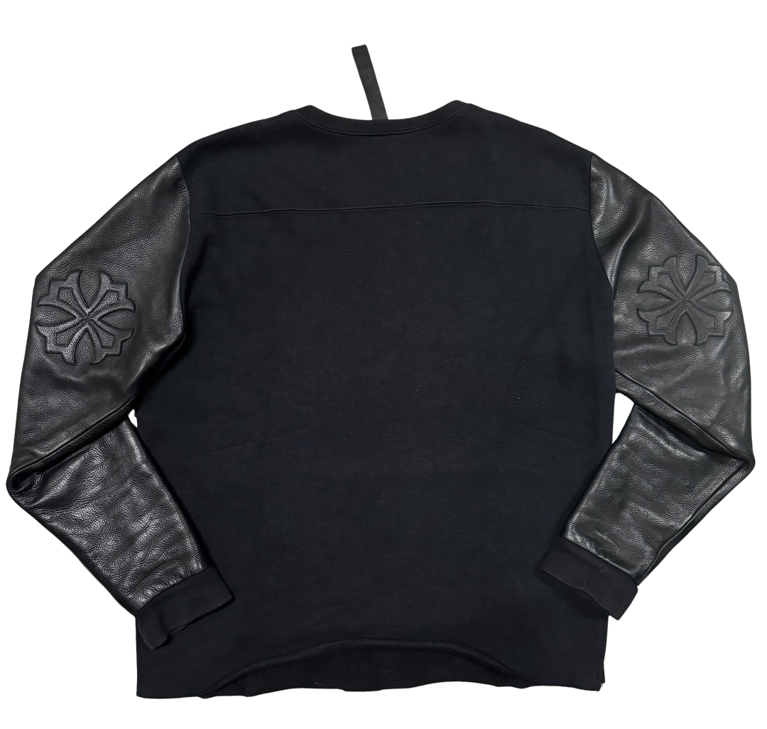 Chrome Hearts 'Triple Cross' Black Leather Crewneck