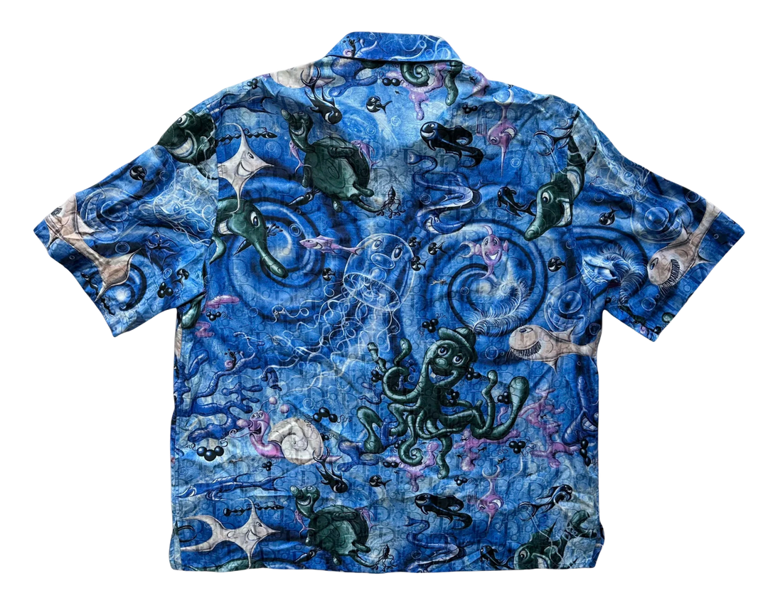 Dior x Kenny Scharf 'Fish' Silk Button Up Shirt