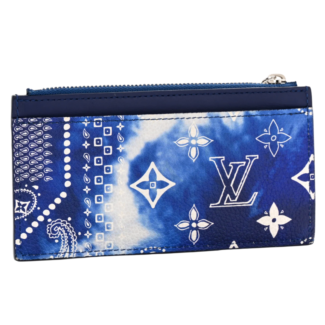 Louis Vuitton Cowhide Monogram Bandana Coin Card Holder Blue
