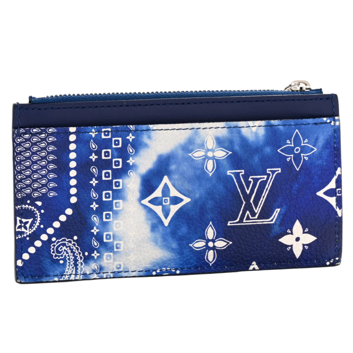 Louis Vuitton Cowhide Monogram Bandana Coin Card Holder Blue