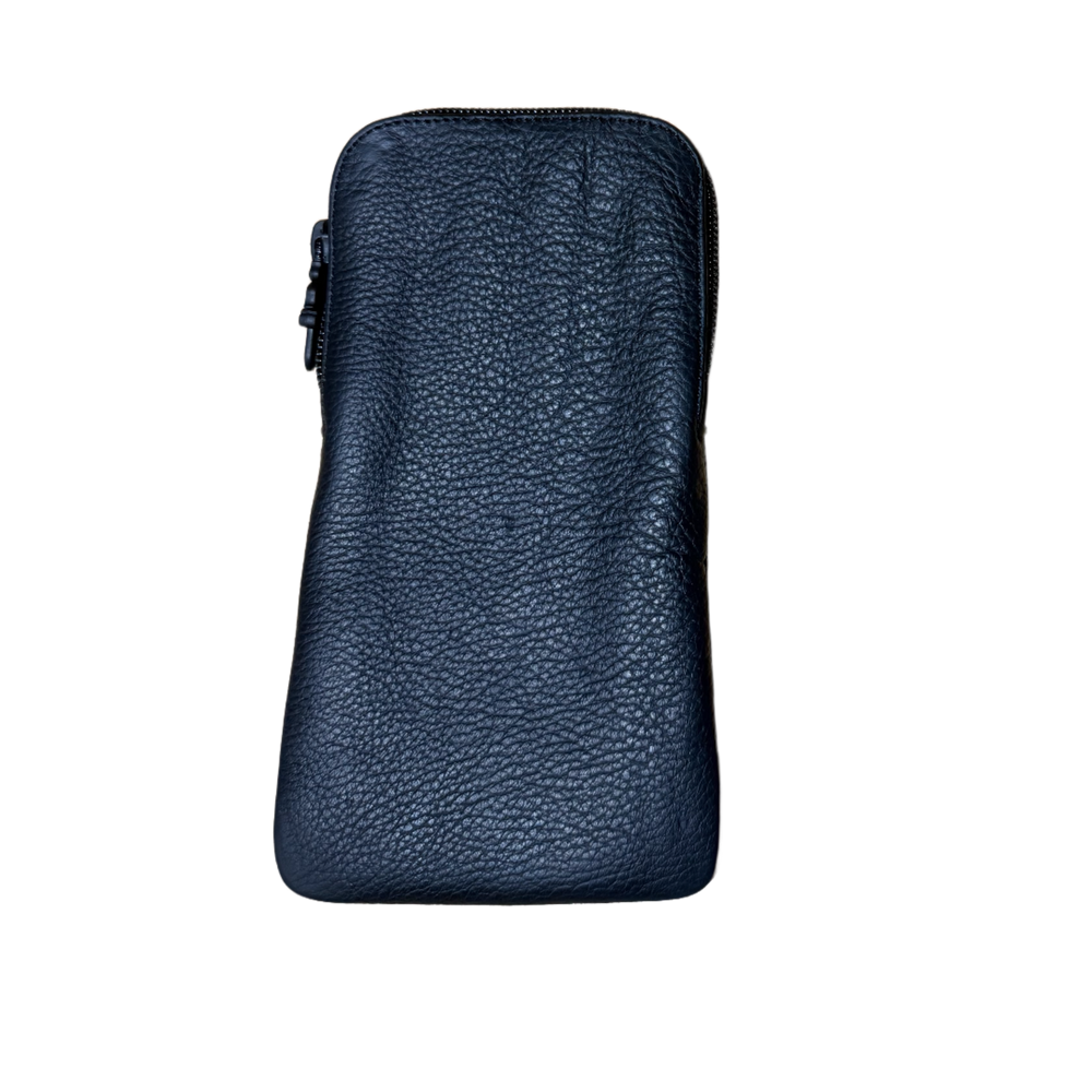 Chrome Hearts 'Black' XL Silver Cross Leather Glasses Case