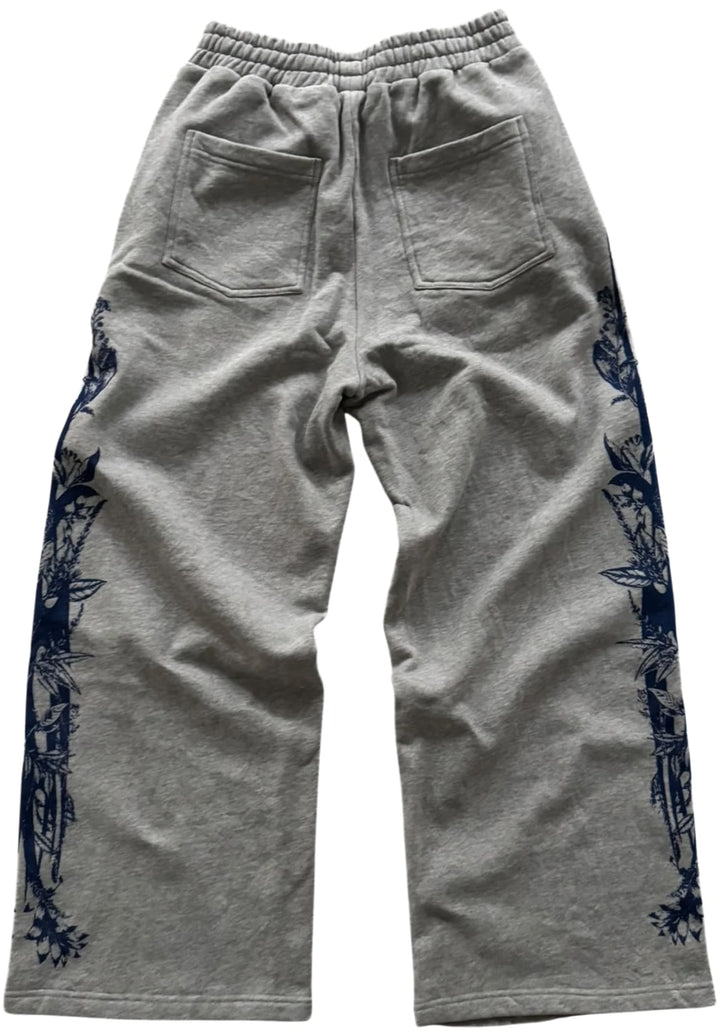 Chew Forever 'Blue Floral' Grey Sweatpants