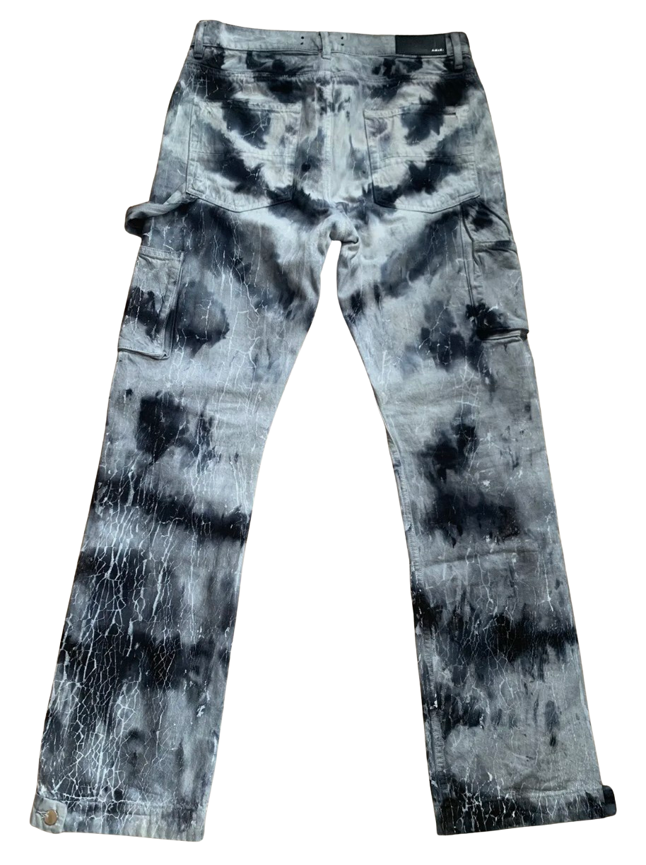 Amiri Cracked Straight-Leg Distressed Tie-Dyed Jeans