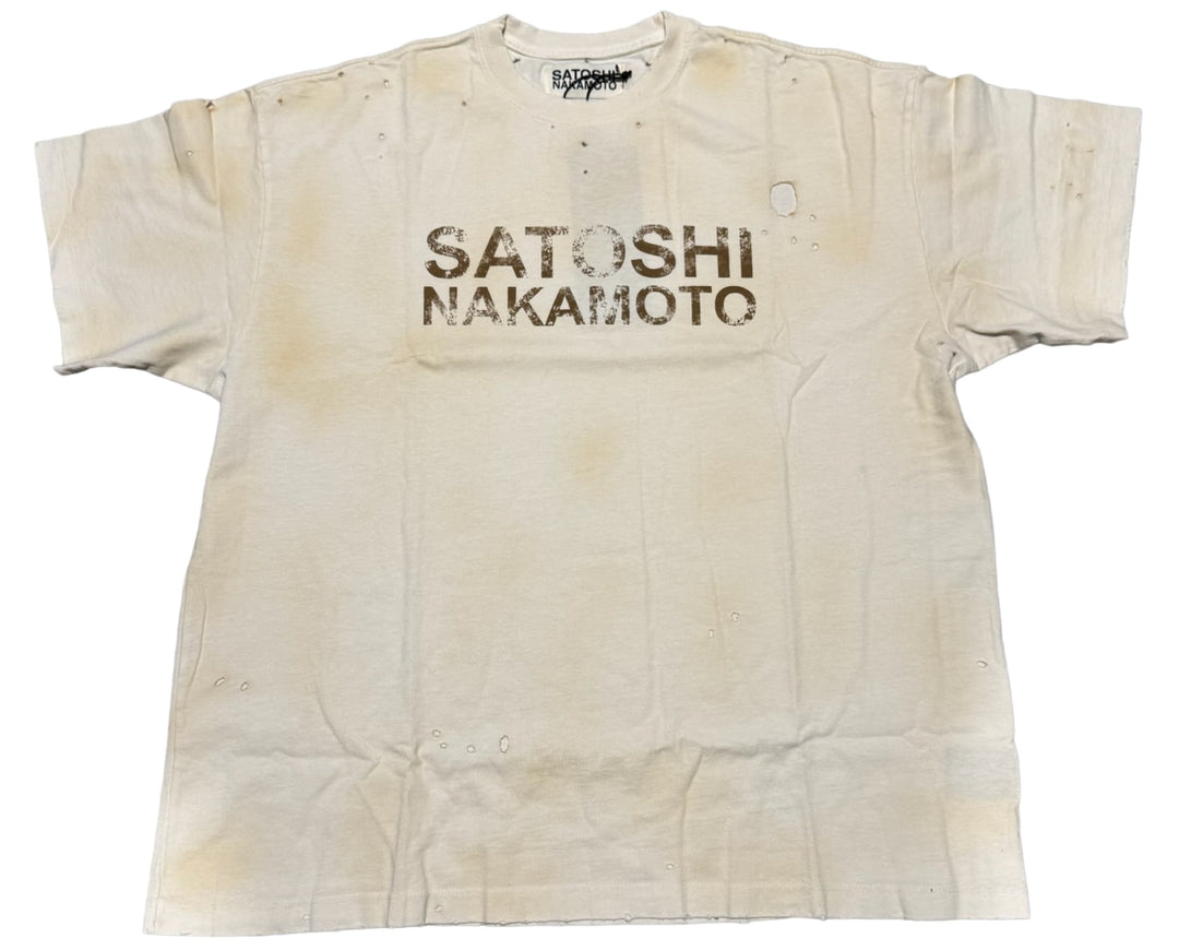 Satoshi Nakamoto 'Dirty White' Logo Dirt Tee