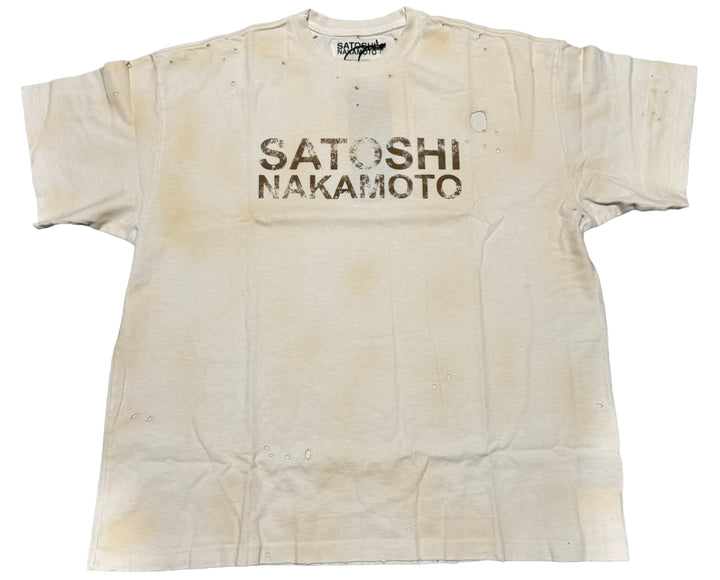 Satoshi Nakamoto 'Dirty White' Logo Dirt Tee