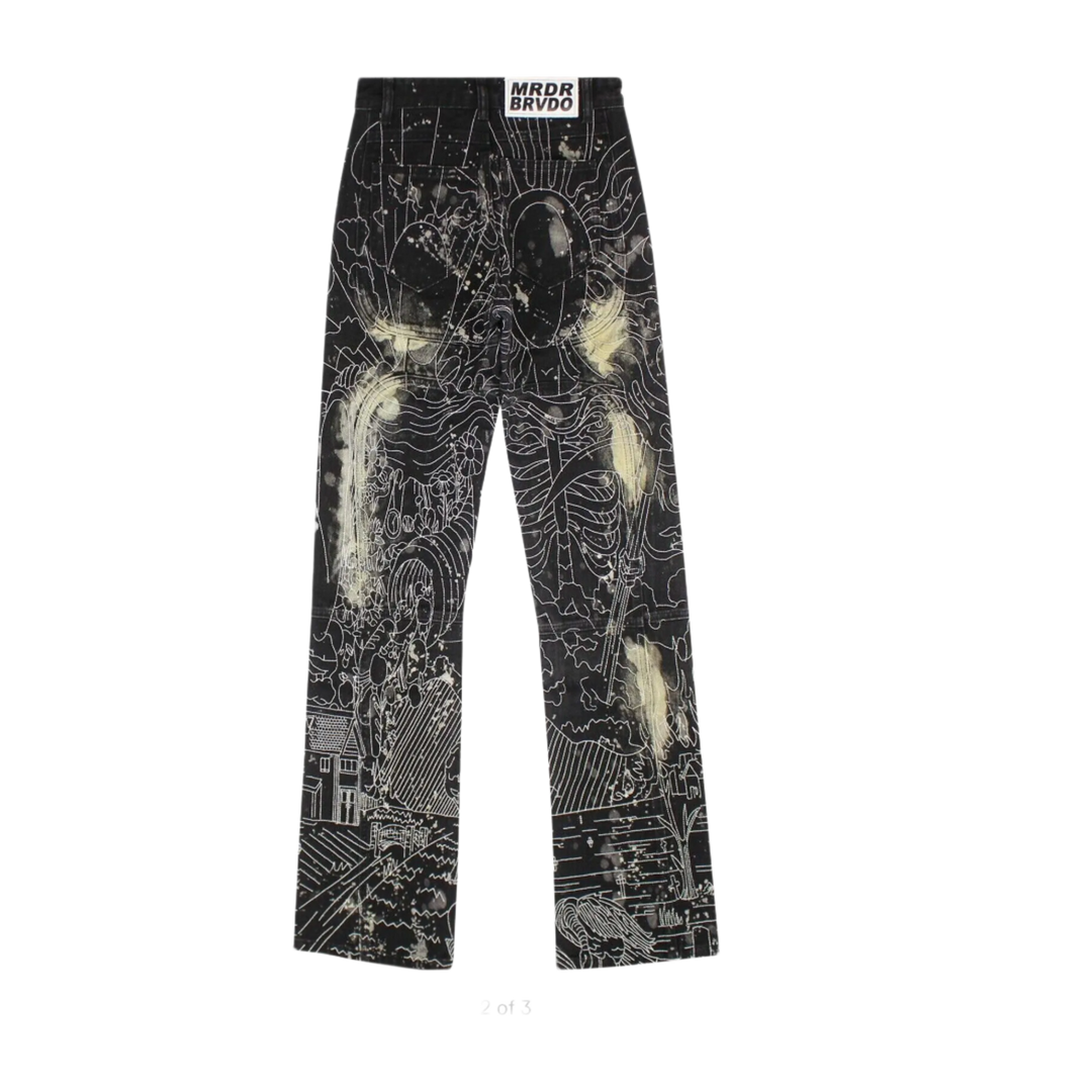 Who Decides War 'Black' Blanched Embroidered Jeans