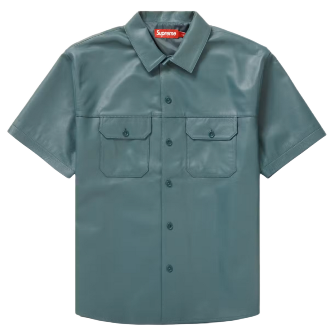Supreme 'Green' Short Sleeve Leather Button Up