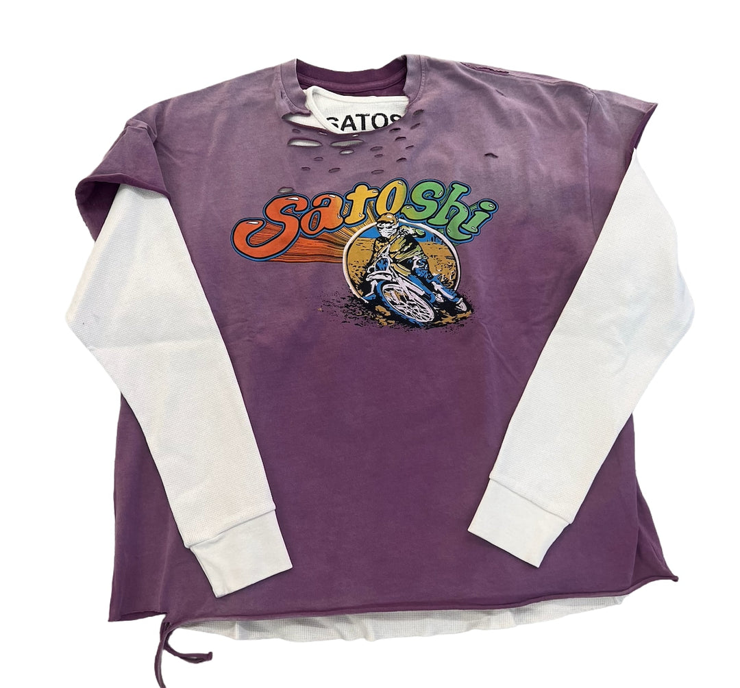 Satoshi Nakamoto 'Purple Dirtbike' Thermal Longsleeve
