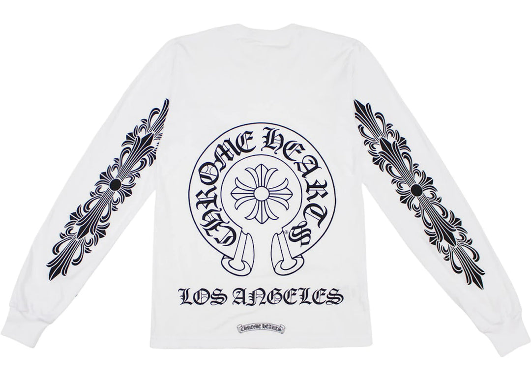 Chrome Hearts Los Angeles Horseshoe Logo Floral Sleeve Longsleeve Tee