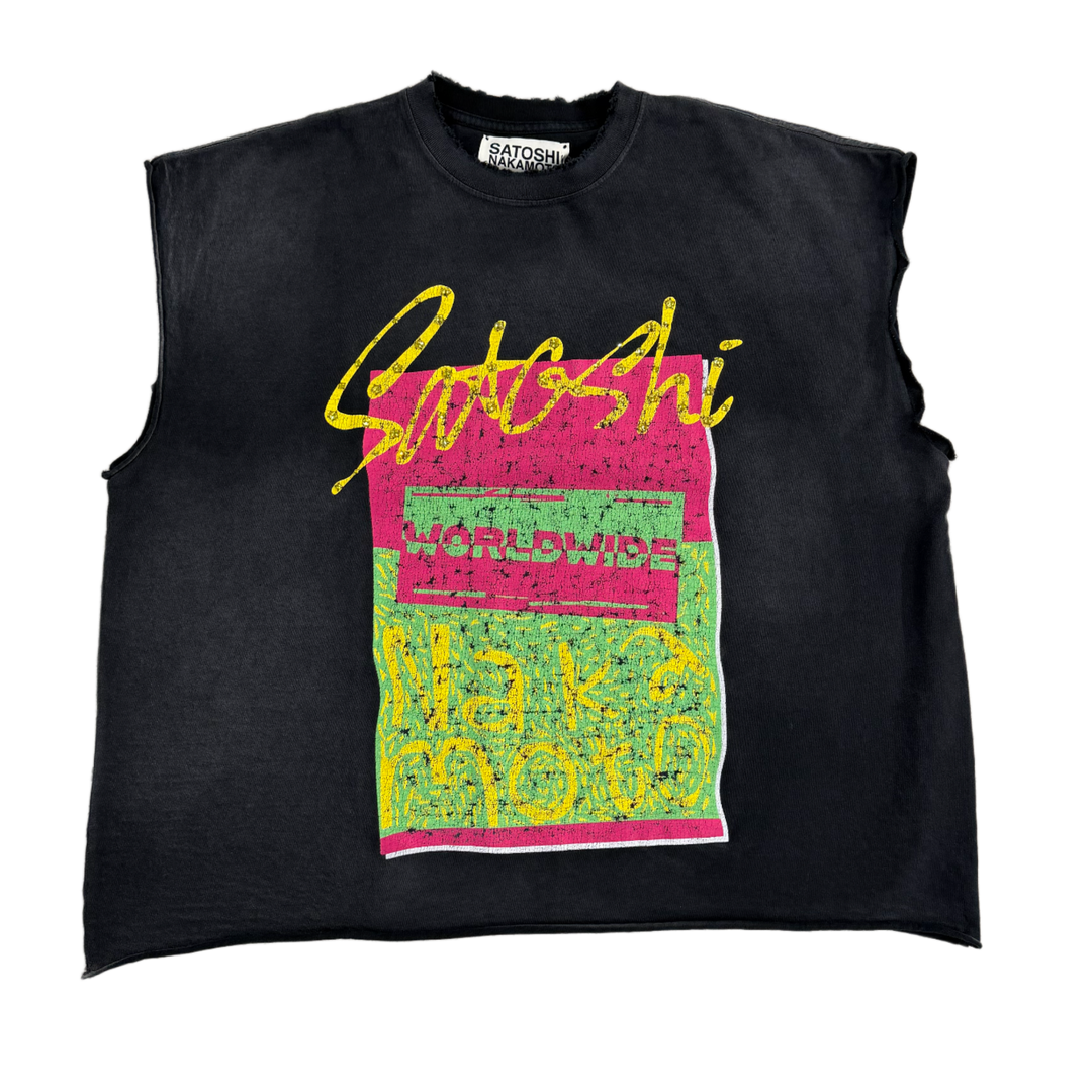 Satoshi Nakamoto Worldwide Pink/Yellow Cutoff Shirt