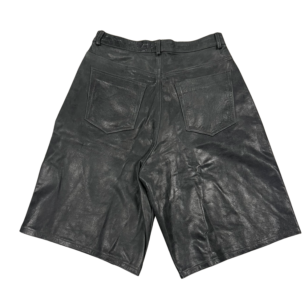 Gold+Vintage Gallery Raspberry Hills 'Black' Leather Shorts