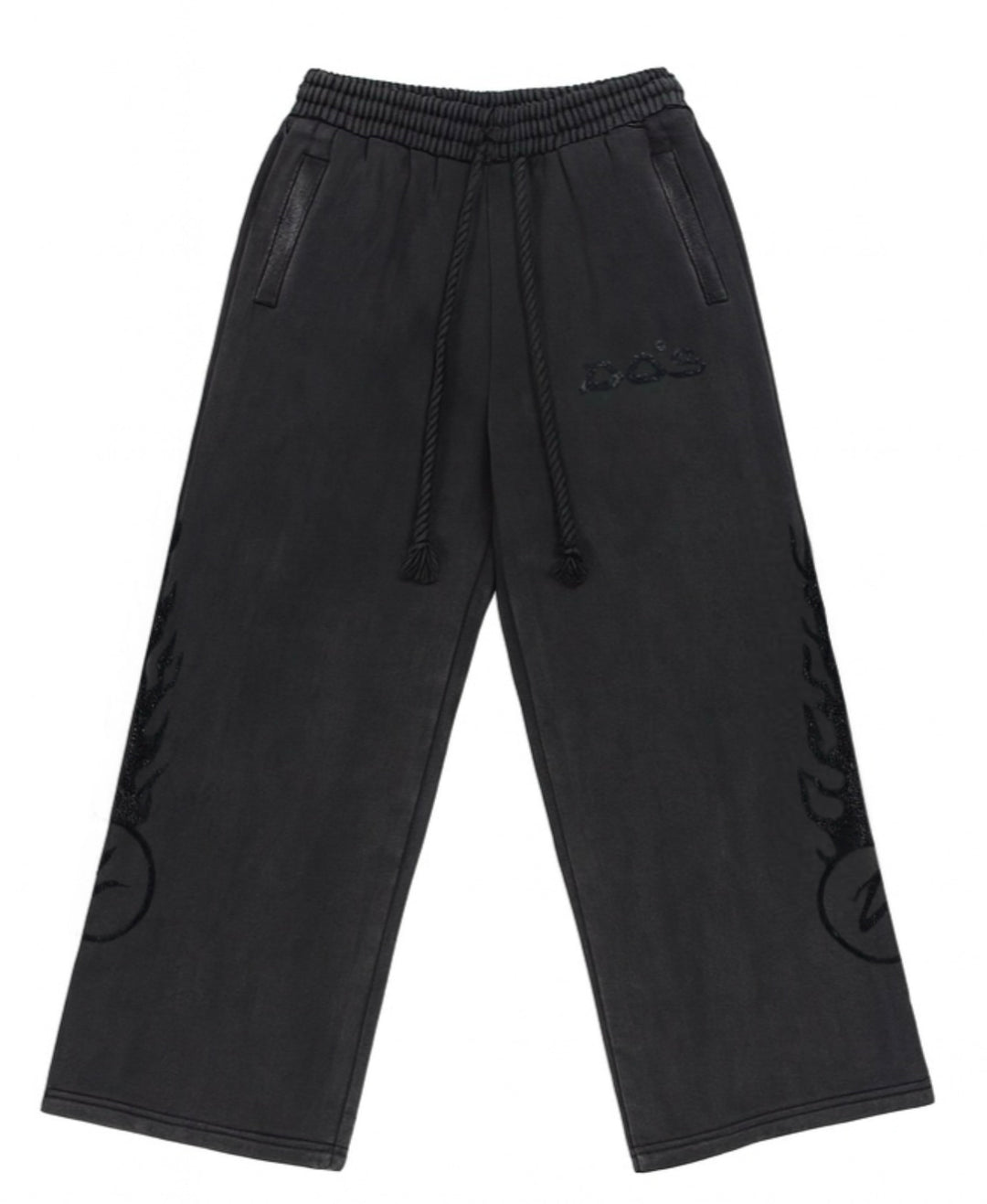DOS 'Black' Rhinestone Acid Wash Sweatpants