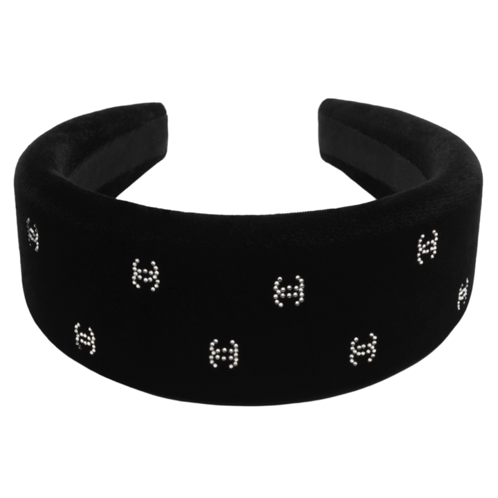 Chanel 26C 'Crystal CC' Black Velvet Headband