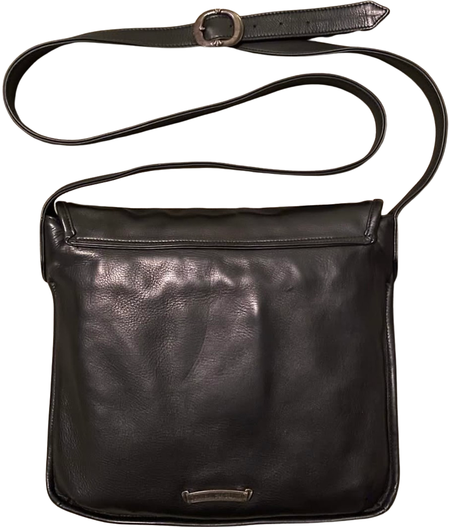 Chrome Hearts 'Fleur de Lis' Black Leather Messenger Bag