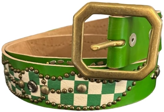 Studded 'Clear Gem Green Checkered' Green Belt