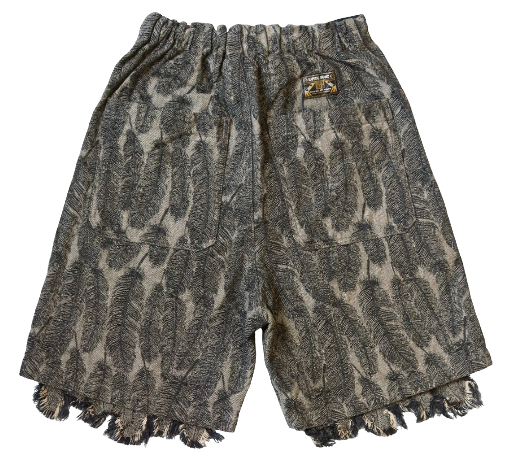 Kapital 12 Oz 'Magpie'  Double Knee Beige Denim Shorts