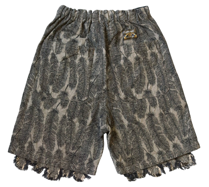 Kapital 12 Oz 'Magpie'  Double Knee Beige Denim Shorts