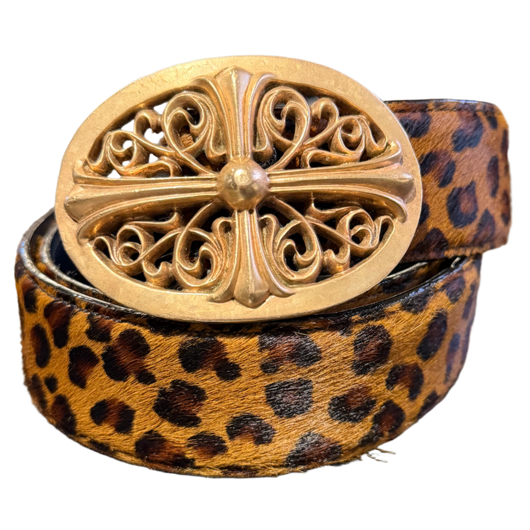 Chrome Hearts 'Cheetah Fur Bronze Oval' Belt