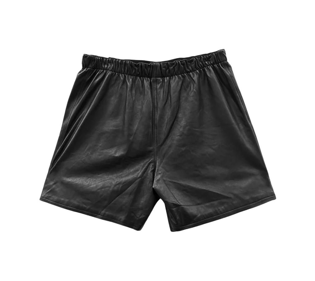 Chrome Hearts Black Leather 'Cross Patch' Shorts