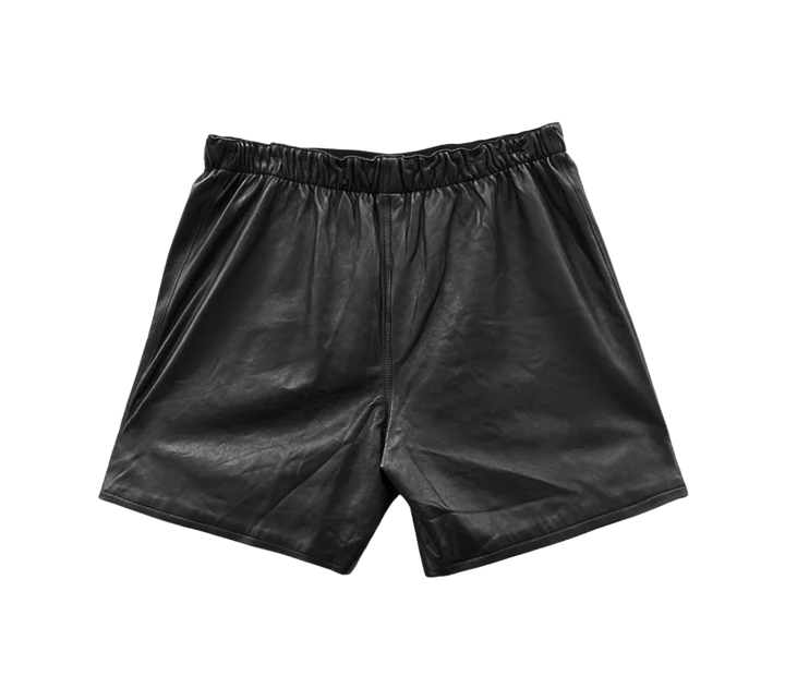 Chrome Hearts Black Leather 'Cross Patch' Shorts