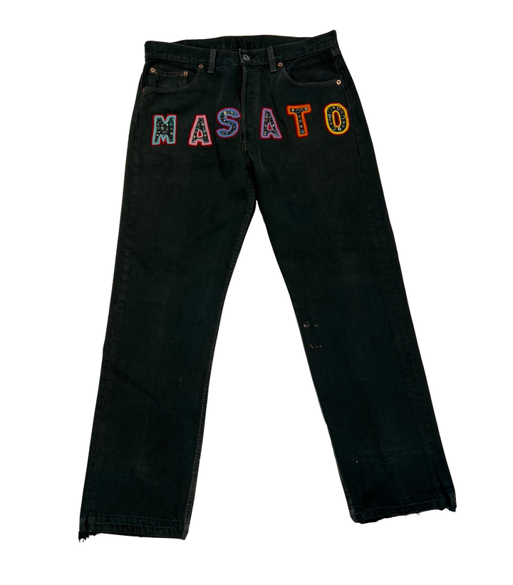 Masato Kawajo 'Masato Embroidered' Dark Green Jeans