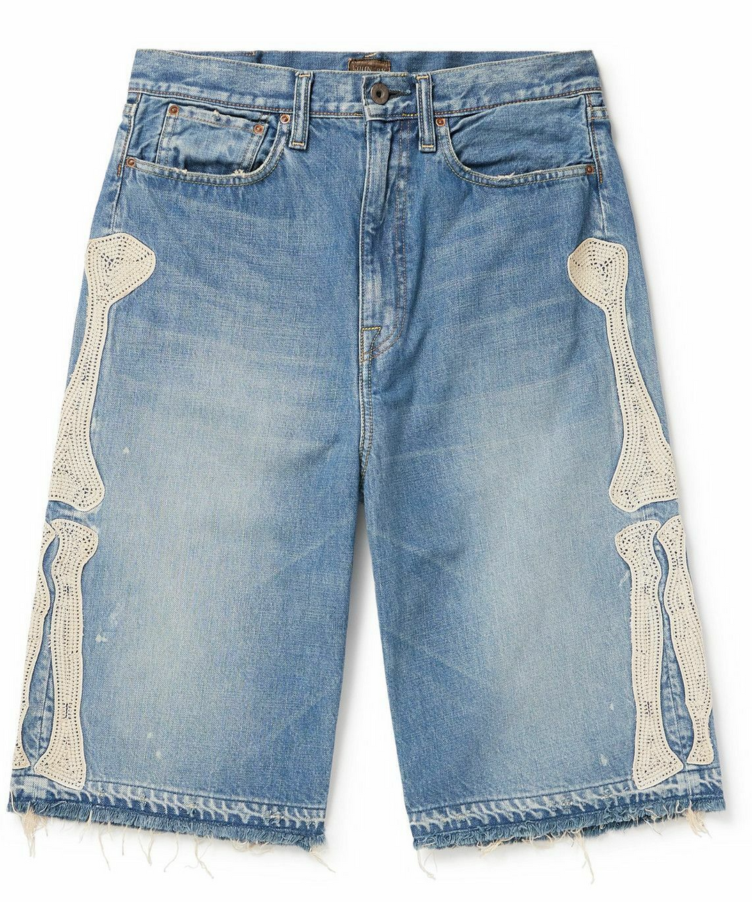 Kapital 'Bone' Blue Denim Shorts