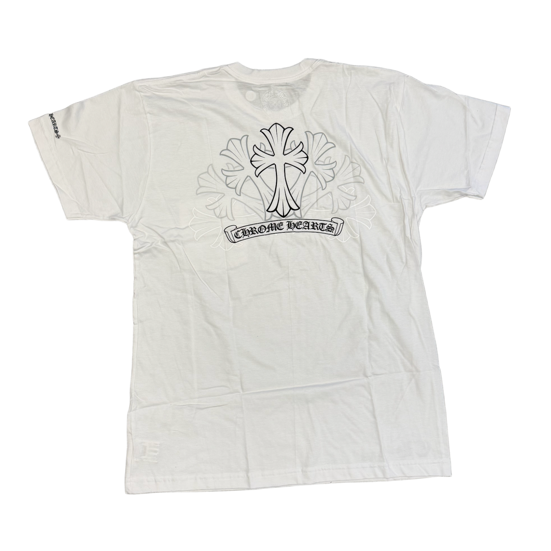 Chrome Hearts 'Gradient Stencil Crosses' White Pocket Tee