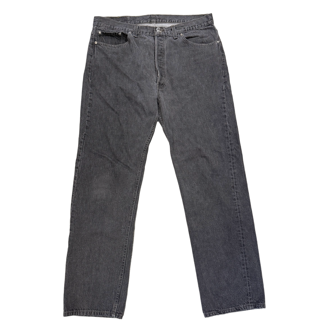 Chrome Hearts 'Grey Wash' Silver Hardware Jeans