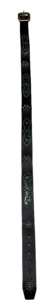 Studded 'Green Scales Sun Gem' Black Belt