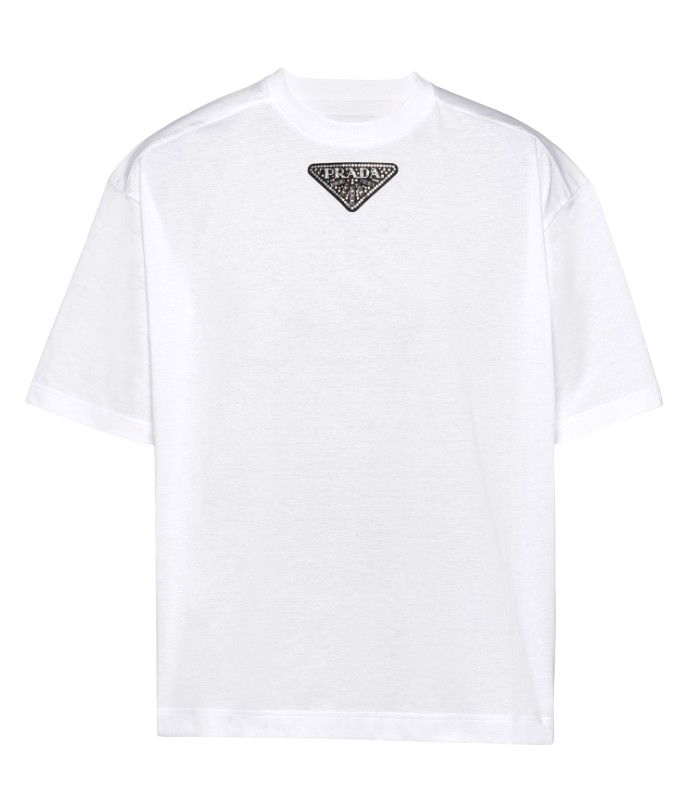 Prada 'Jersey & Re-Nylon' White Tee