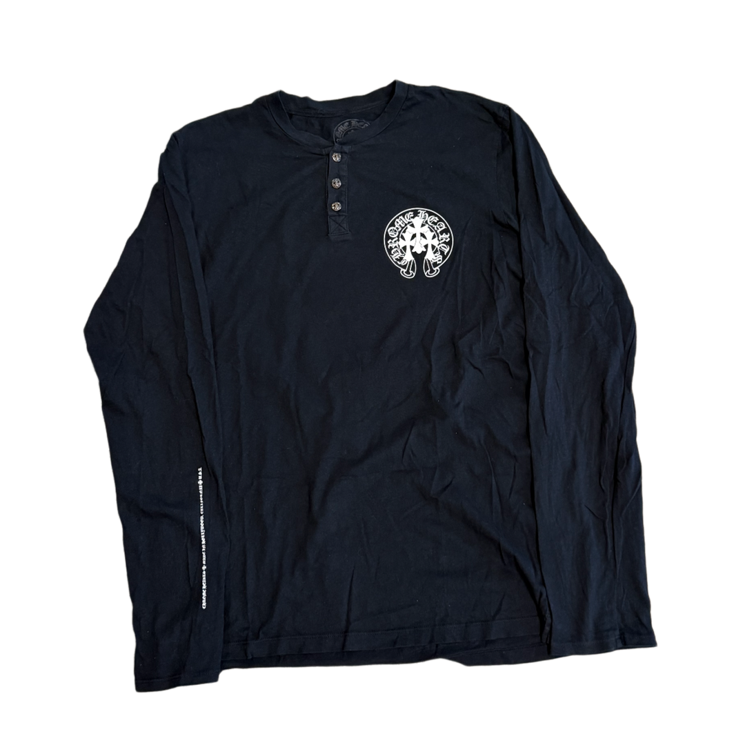 Chrome Hearts 'Horseshoe' Black Henley Longsleeve
