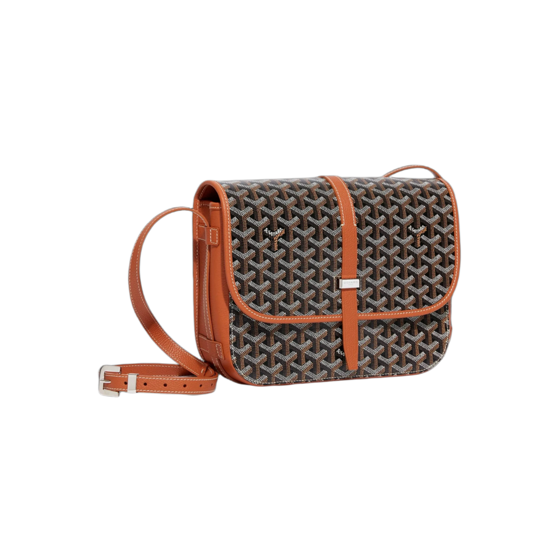 Goyard Belvedere Messenger Goyardine MM Black Tan