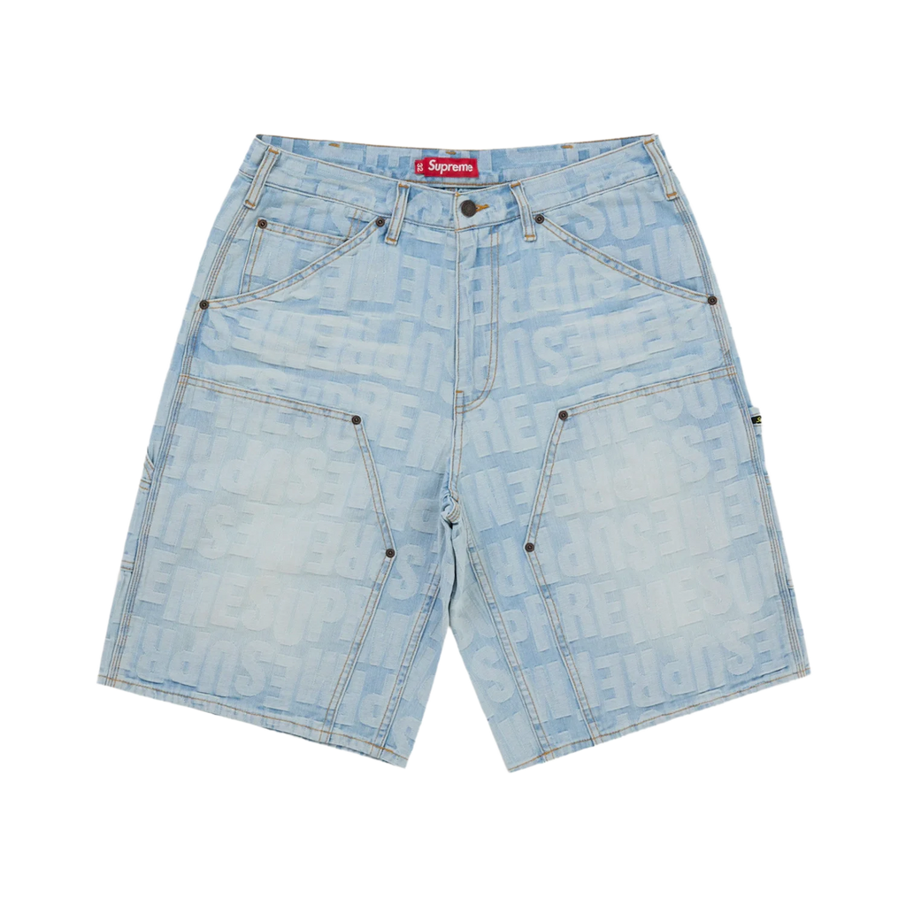 Supreme Repeat Jacquard Double Knee Denim Short Light Washed