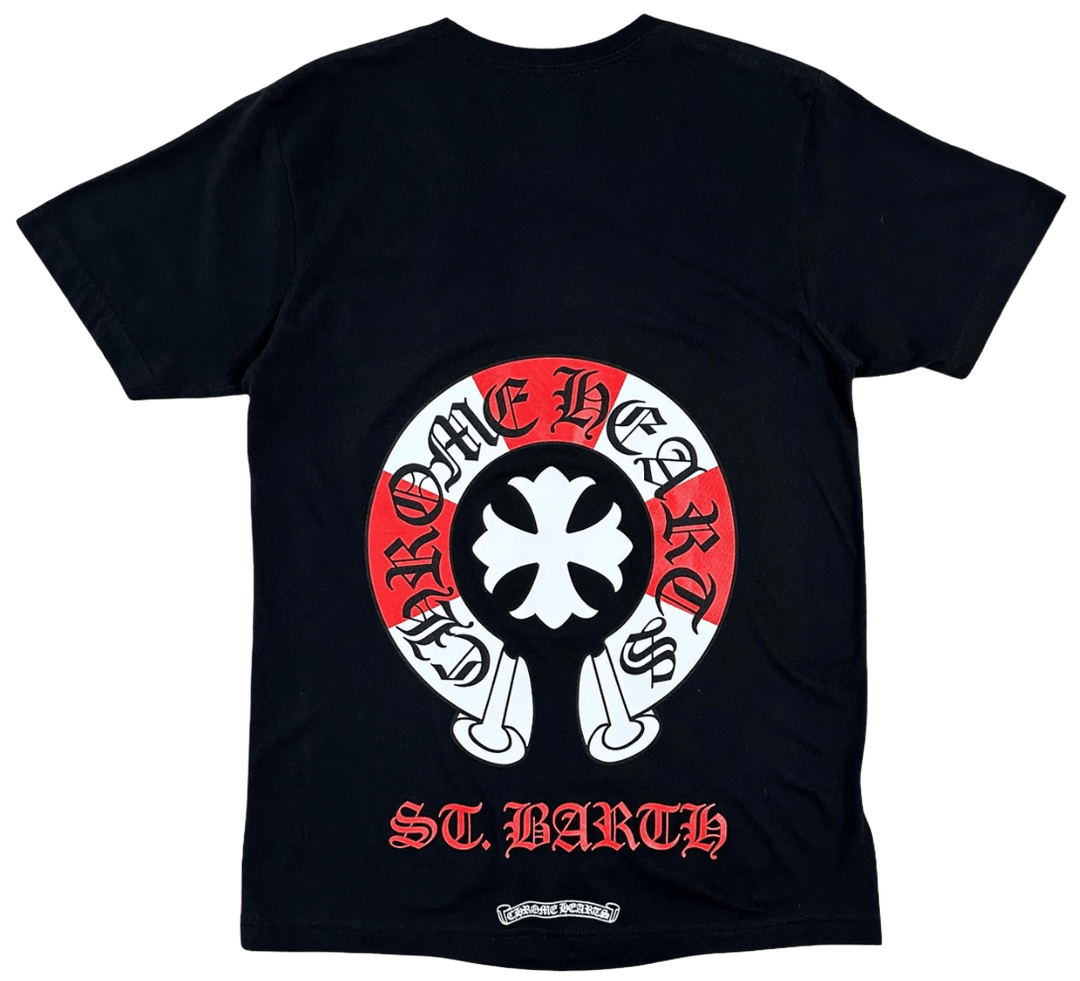 Chrome Hearts 'St Barth's Exclusive' Red/White Horseshoe Black Tee