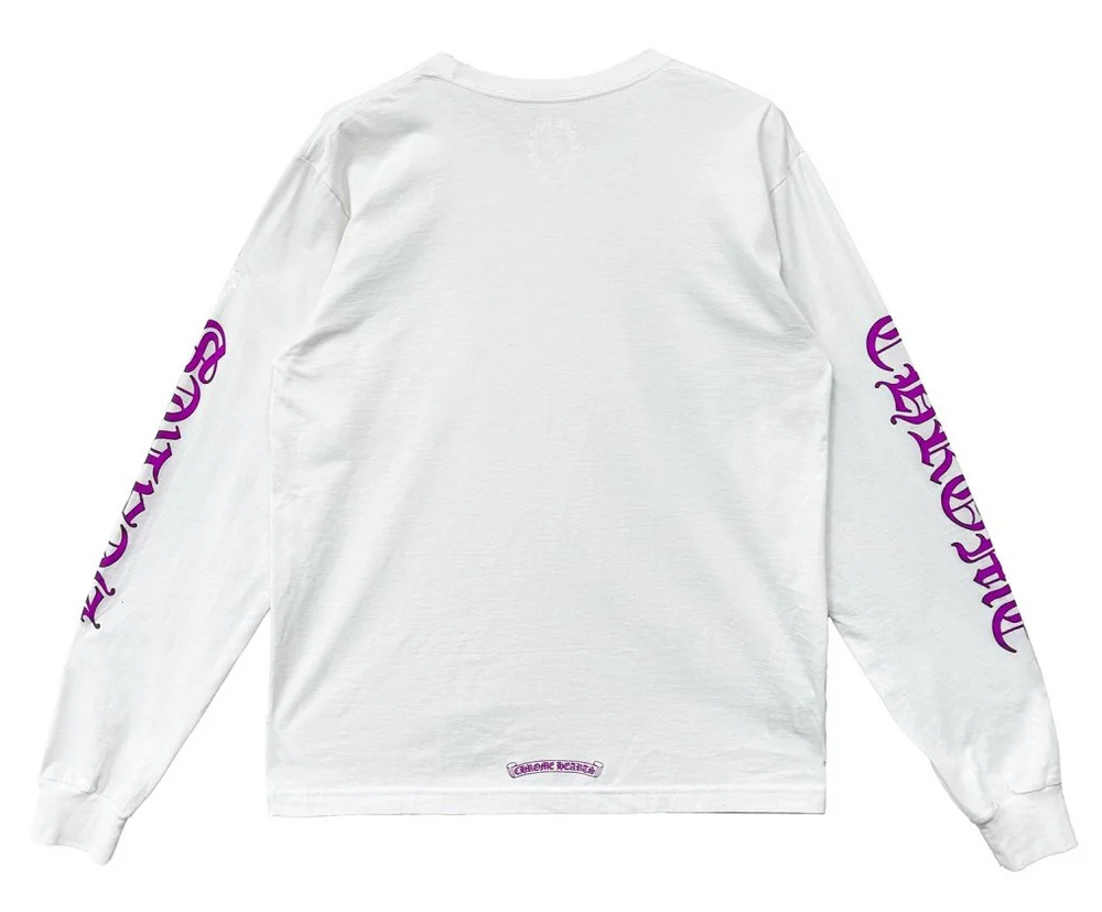 Chrome Hearts 'Collar Logo' White/Purple Longsleeve Tee