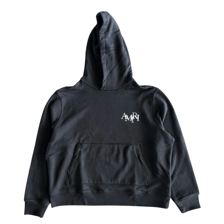 Amiri 'Chrome Staggered Logo' Black Hoodie