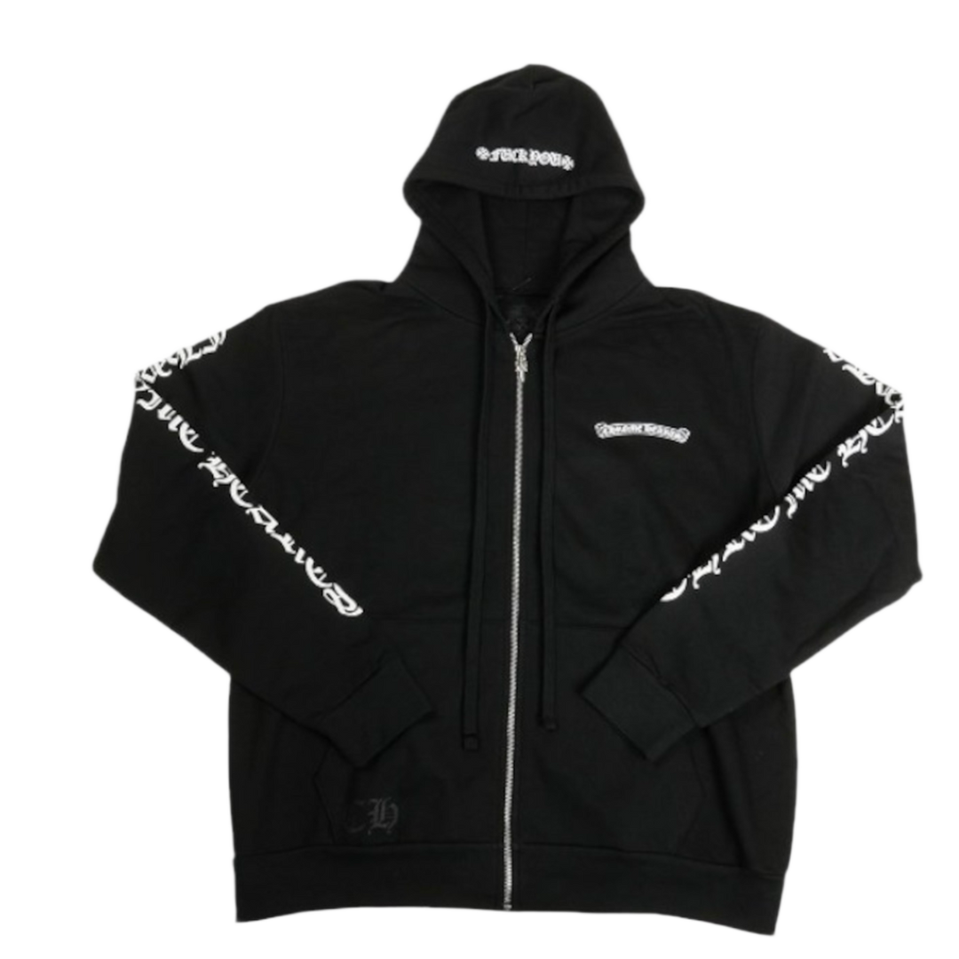 Chrome Hearts 'Fuck You' Scroll Logo Black Zip Up Hoodie