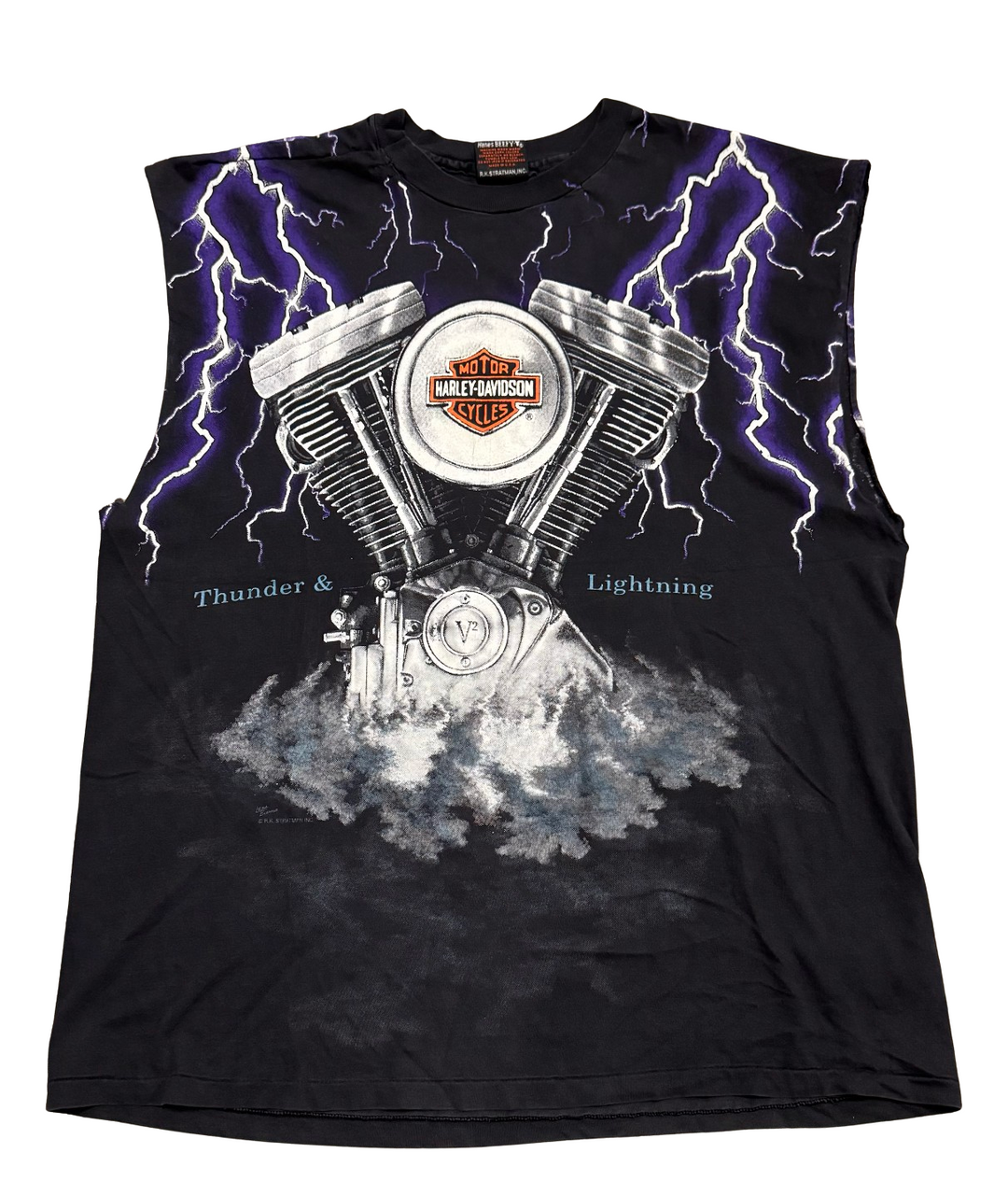 Harley Davidson'Thunder & Lightning' Vintage Cut Off Tee