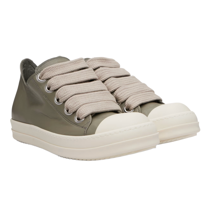 Rick Owens Dark Pearl Leather Jumbo Lace Low Sneakers