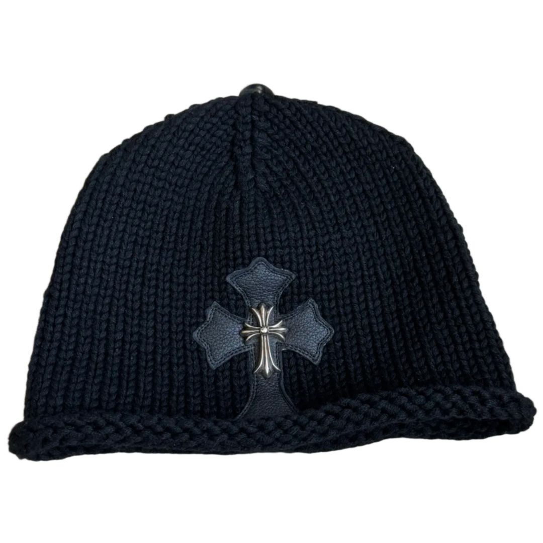 Chrome Hearts Silver Cross Double Cross Patch Knit Beanie