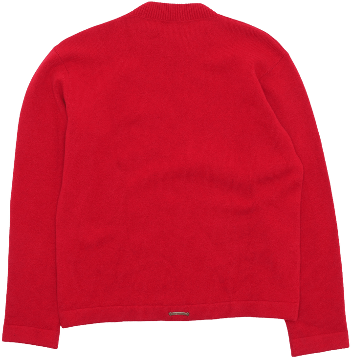Chrome Hearts 'Red' Triple Cross Leather Patch Cashmere Sweater