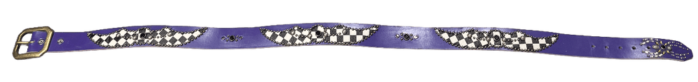 Studded 'Black White Checkered Gem' Purple Belt