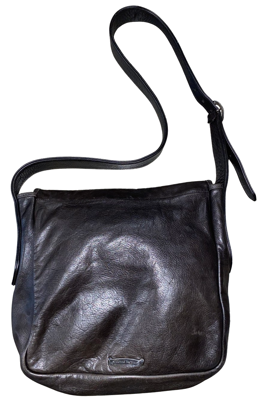 Chrome Hearts 'Fleur de Lis' Brown Leather Messenger Bag