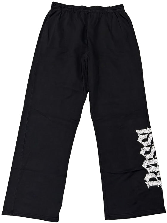 Bossi 'White Swirl' Black Rhinestone Sweatpants