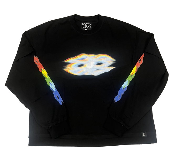 DOS 'Rainbow Flame' Black Long Sleeve